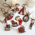 Christmas Tree Ornaments Manufacturer - Retro 3D Resin Pendant Bows Stockings