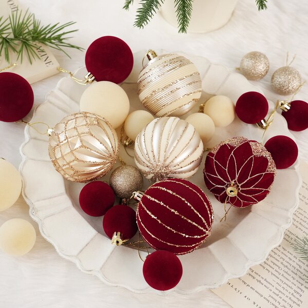 Christmas Ball Ornaments Manufacturer - Wholesale Red Flocking Velvet Fabric Baubles