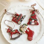 Christmas Tree Ornaments Manufacturer - Retro 3D Resin Pendant Bows Stockings