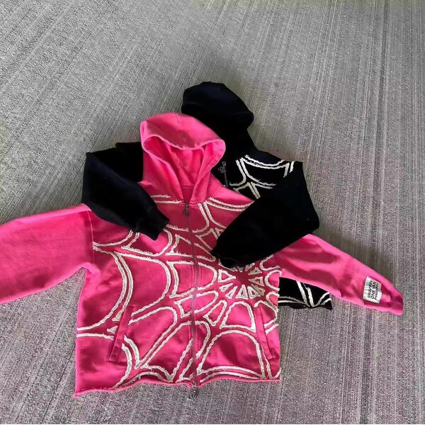 Men's Hoodie Manufacturer - OEM Designer Raw Cut Hem Spider Applique Embroidery