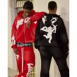 Men's Tracksuit Manufacturer - Custom Embroider Zipper Vintage Acid Wash Flare