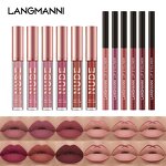 Makeup Set - Manufacturer Langmanni Lip Gloss Liner 2 Suit Matte No Stain on Cup