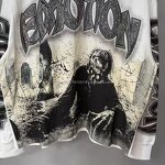 Long Sleeve - Manufacturer 100%Cotton Graffiti Printed Retro Loose Embroidered