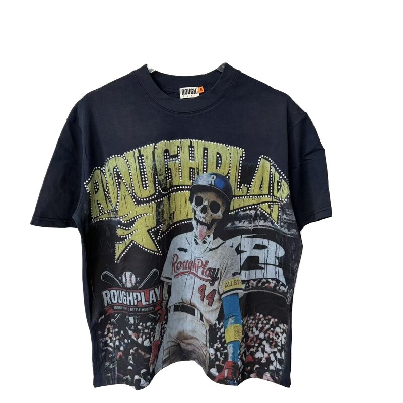 T-shirt - Manufacturer 240g Cotton Diamond Skulls Oversized Streetwear Men