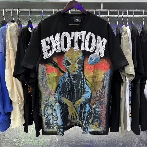 T-shirt - Manufacturer 100%Cotton Y2K Graphic Oversized Mixed Emotion Men