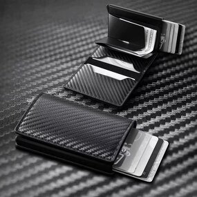 Card Bag - Manufacturer Men's Carbon Fiber RFID Zipper Multi-Card Ultra-Thin