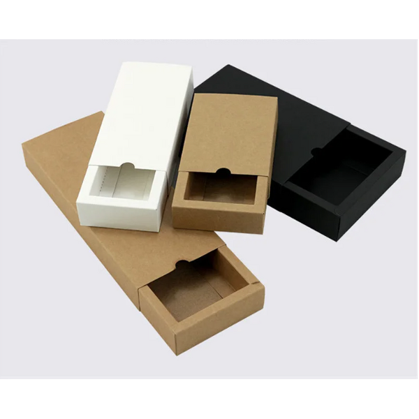 Gift Box - Manufacturer Kraft Paper Drawer Black White Lid Cosmetic Packaging