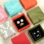 Gift Box - Manufacturer Small Green Kraft Embossing Floral Buckle CMYK Jewelry