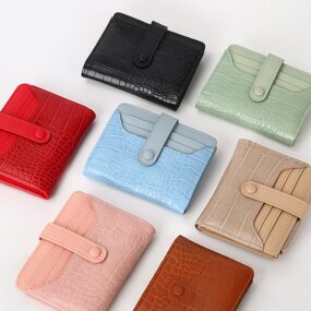 Coin Purse - Manufacturer Solid Color Crocodile PU Waterproof Silk Lining Open