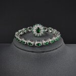 Jewelry Set - Manufacturer Green Oval Zircon Ring Bracelet Earring 3PCS