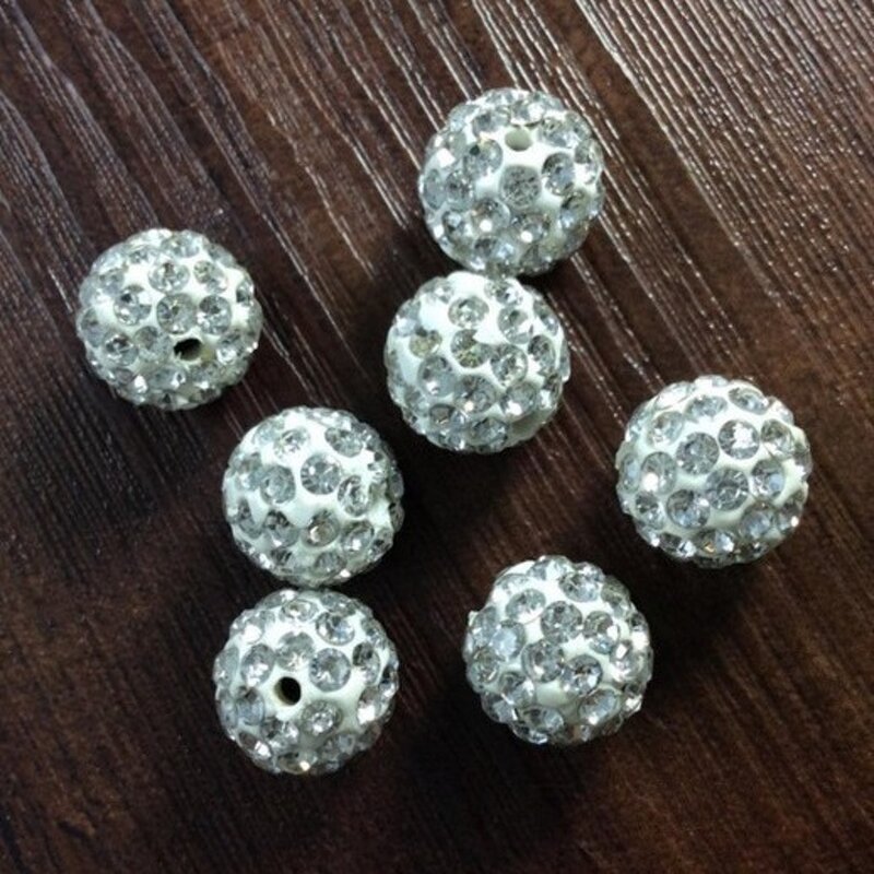 Beads - Manufacturer 4-30MM White Clay Crystal Rhinestone Pave Disc