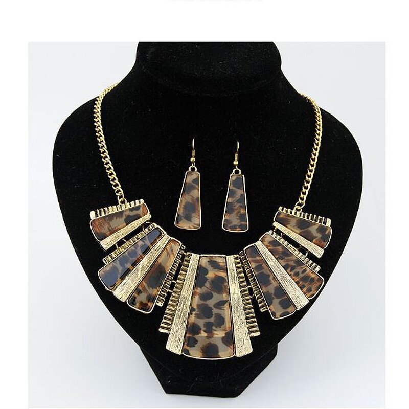 Jewelry Set - Manufacturer Retro Leopard Print Pendant Necklace Earring