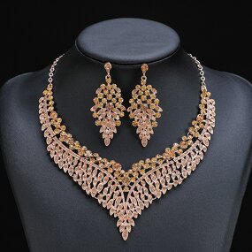 Jewelry Set - Manufacturer Luxury Zirconia Drop Wedding Necklace Earrings