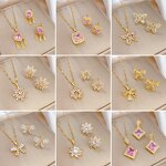 Jewelry Set - Manufacturer Micro Pave CZ Square Diamond Necklace Earring