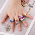 Ring - Manufacturer 18K Gold Plated Colorful Glass Stone Butterfly Finger