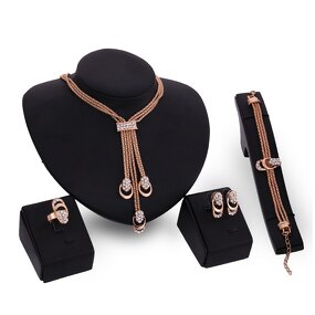 Jewelry Set - Manufacturer 4PCS African Tassel 18K Gold Dubai Crystal Bridal
