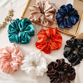 Hair Scrunchies - Manufacturer 15CM XL Solid Color Satin Oversized Silk