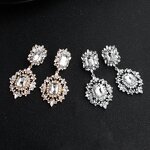 Earrings - Manufacturer 18K Gold/Silver Rhinestone Flower Wedding Bride Drop