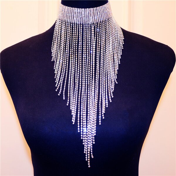 Choker - Manufacturer Sexy Rhinestone Halter Gold Silver Tassel Diamond