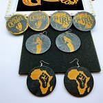 Earrings - Manufacturer Black African Map Afro Queen Painted Wood for Women