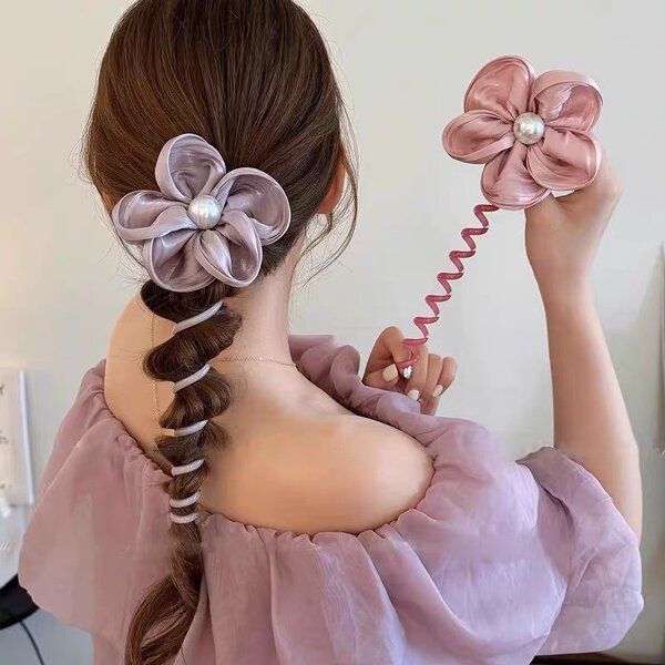 Hair Ties - Manufacturer Sweet Flower Telephone Wire Spiral Rubber Band