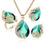 Jewelry Set - Manufacturer Gemstone Tear Drop Heart Pendant Necklace Earring