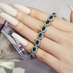 Jewelry Set - Manufacturer Green Oval Zircon Ring Bracelet Earring 3PCS