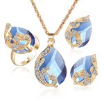 Jewelry Set - Manufacturer Gemstone Tear Drop Heart Pendant Necklace Earring