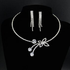 Necklace Set - Manufacturer 2PCS Butterfly Zircon Clavicle Chain Short