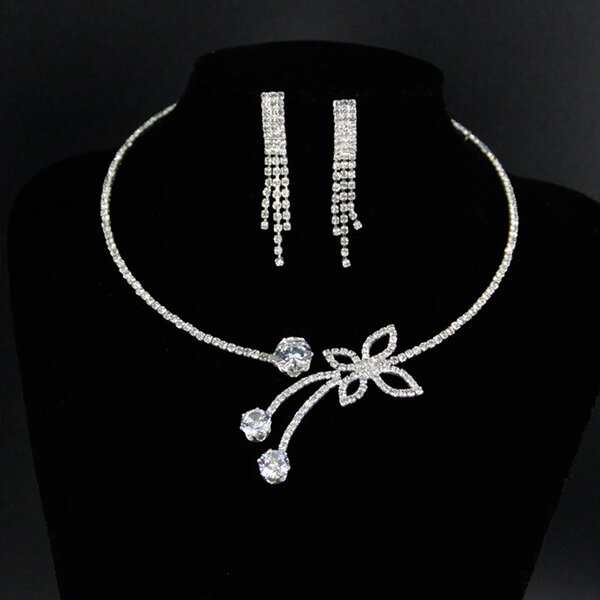 Necklace Set - Manufacturer 2PCS Butterfly Zircon Clavicle Chain Short