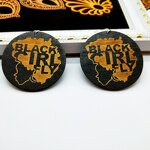 Earrings - Manufacturer Black African Map Afro Queen Painted Wood for Women