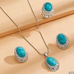 Jewelry Set - Manufacturer Blue Turquoise Snake Bone Chain Bridal Wedding