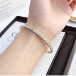 Bangle - Manufacturer Korea Diamond Stainless Steel Braided Cuff Bracelet