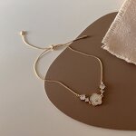 Bracelet - Manufacturer 18K Gold Plated Shell Flower Zircon Adjustable