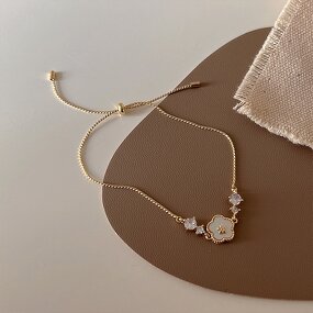Bracelet - Manufacturer 18K Gold Plated Shell Flower Zircon Adjustable