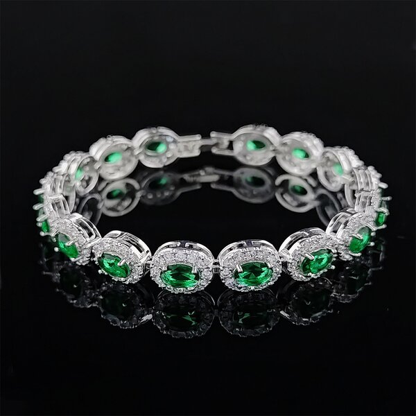 Jewelry Set - Manufacturer Green Emerald Bracelet Ring Earring 3PCS
