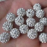 Beads - Manufacturer 4-30MM White Clay Crystal Rhinestone Pave Disc
