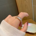 Ring - Manufacturer 18K Gold CZ Zircon Open Adjustable Square Sparkling