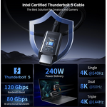 USB Cable - Manufacturer Thunderbolt 5 3.3ft 120Gbps 240W Premium Braided Metal