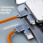USB Cable - Manufacturer 120W USB-C 4-in-1 USB-A/C Silicone Phone Laptop Tablet