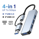 USB Hub - Manufacturer USB3.0 4-Port Type-C Splitter MacBook PS4/5 Surface