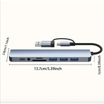 USB C Hub - Manufacturer 8-in-2 Aluminum USB3.0 SD/TF 3.5mm Audio MacBook iPad