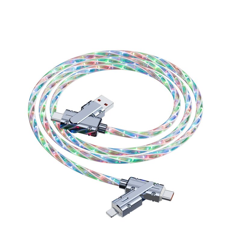 USB Cable - Manufacturer 4-in-1 Color Light Zinc Alloy Two-to-Two Consumer Electronics