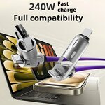 USB Cable - Manufacturer 240W Zinc Alloy 4-in-1 Rotating Elbow USB Type-C