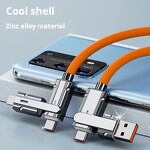 USB Cable - Manufacturer 120W USB-C 4-in-1 USB-A/C Silicone Phone Laptop Tablet