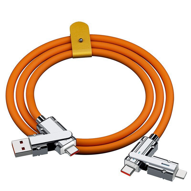 USB Cable - Manufacturer 120W USB-C 4-in-1 USB-A/C Silicone Phone Laptop Tablet