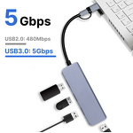 USB Hub - Manufacturer USB3.0 4-Port Type-C Splitter MacBook PS4/5 Surface