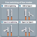 USB Cable - Manufacturer 120W USB-C 4-in-1 USB-A/C Silicone Phone Laptop Tablet