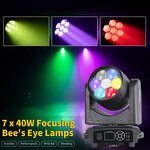 Moving Head Light - Manufacturer Mini Eye 7x40w RGBW 4in1 DMX Zoom LED Wash Party Club