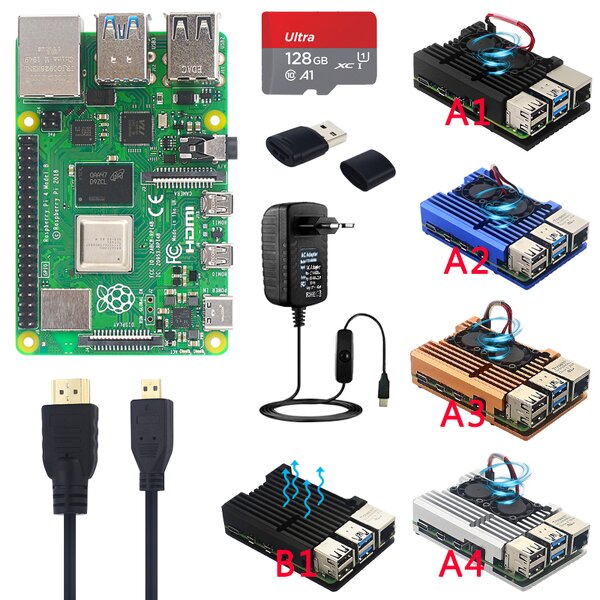 Starter Kit - Manufacturer Original Raspberry Pi 4B 2/4/8GB RAM Case TF Card Power Heatsink